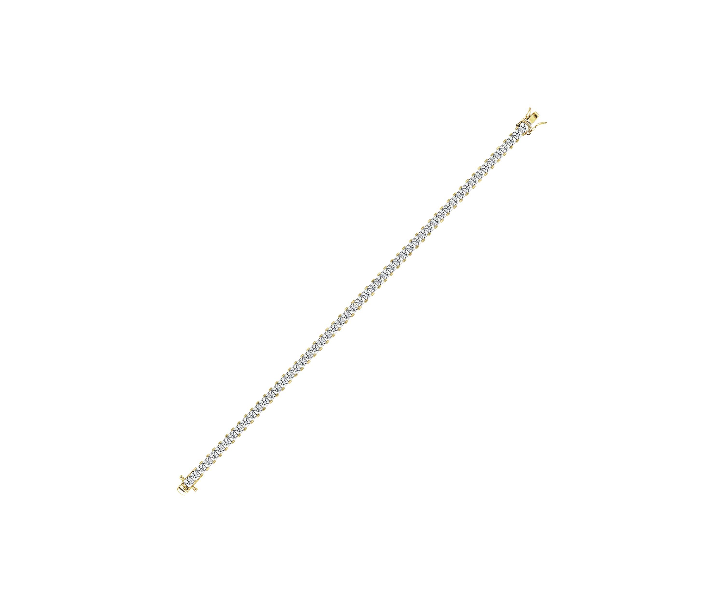 Yellow Gold Plated Sterling Silver 8.5 ct. t.w. Princess Cut Cubic Zirconia Tennis Bracelet
