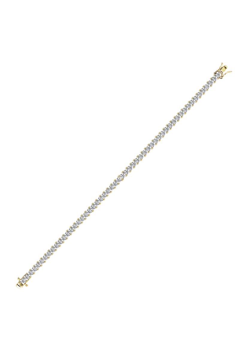 Yellow Gold Plated Sterling Silver 8.5 ct. t.w. Princess Cut Cubic Zirconia Tennis Bracelet