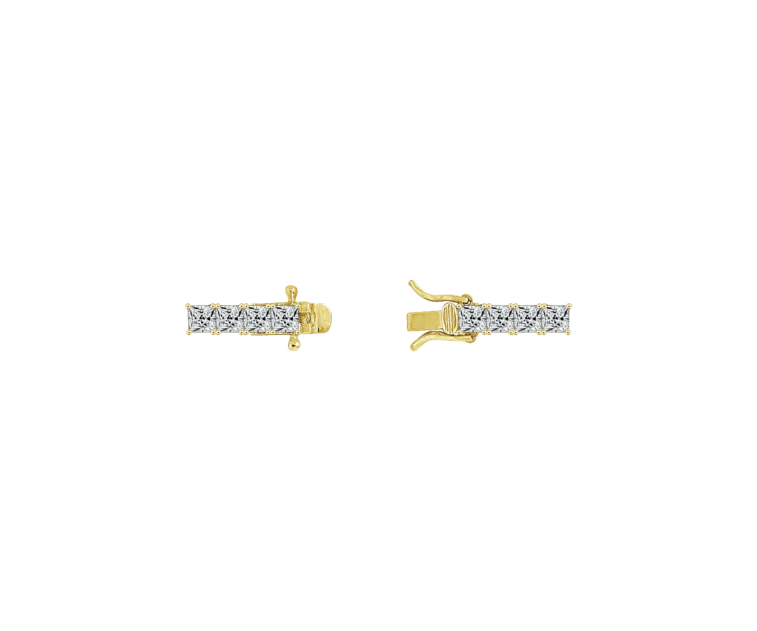 Yellow Gold Plated Sterling Silver 8.5 ct. t.w. Princess Cut Cubic Zirconia Tennis Bracelet