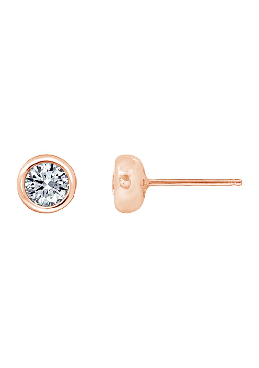 Sterling Silver 1 ct. t.w. Round Cut Cubic Zirconia Bezel Stud Earrings