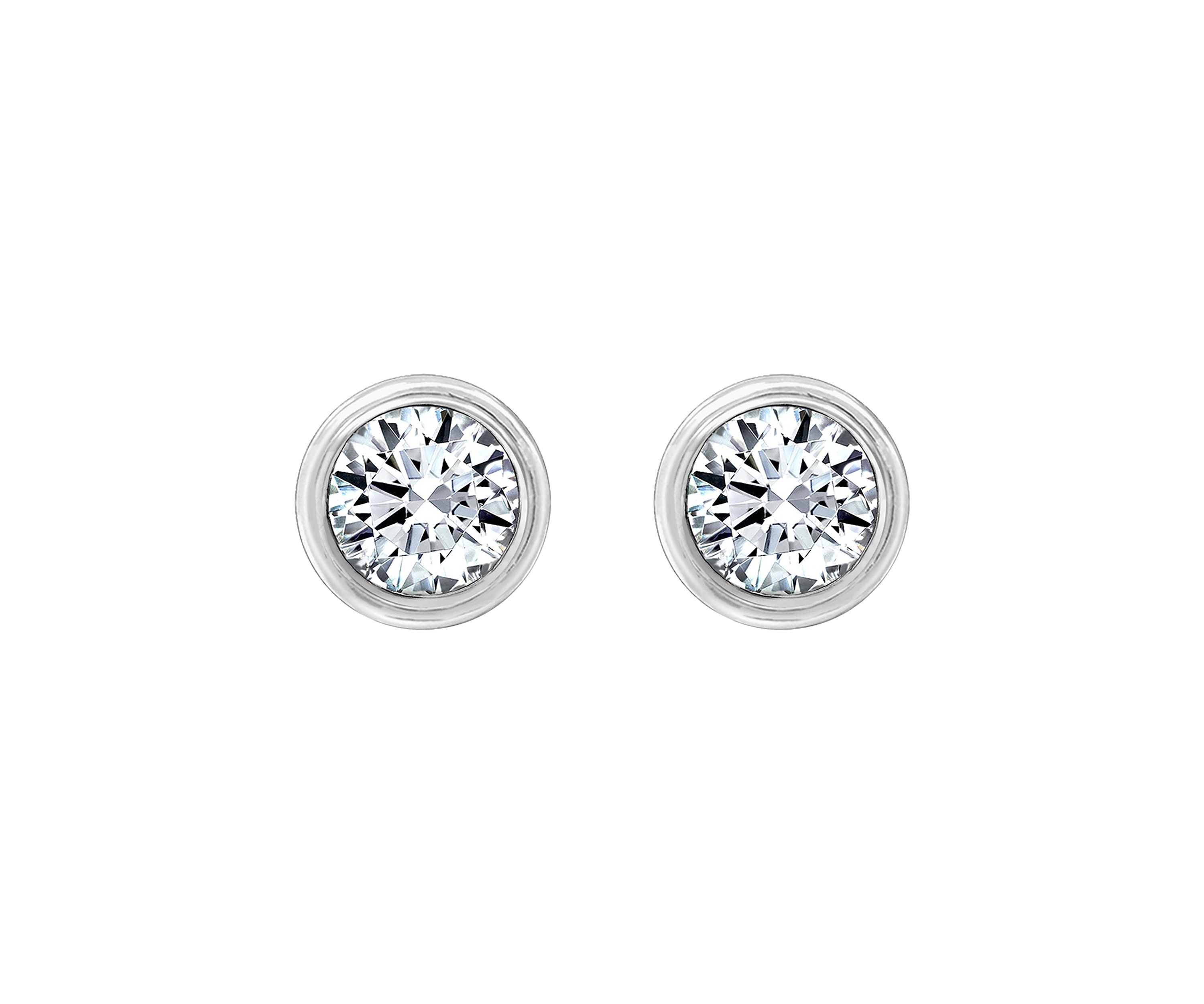 Sterling Silver 2.5 ct. t.w. Round Cut Cubic Zirconia Bezel Stud Earrings