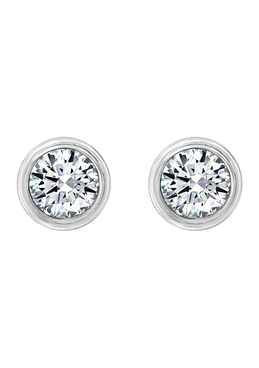 Sterling Silver 2.5 ct. t.w. Round Cut Cubic Zirconia Bezel Stud Earrings