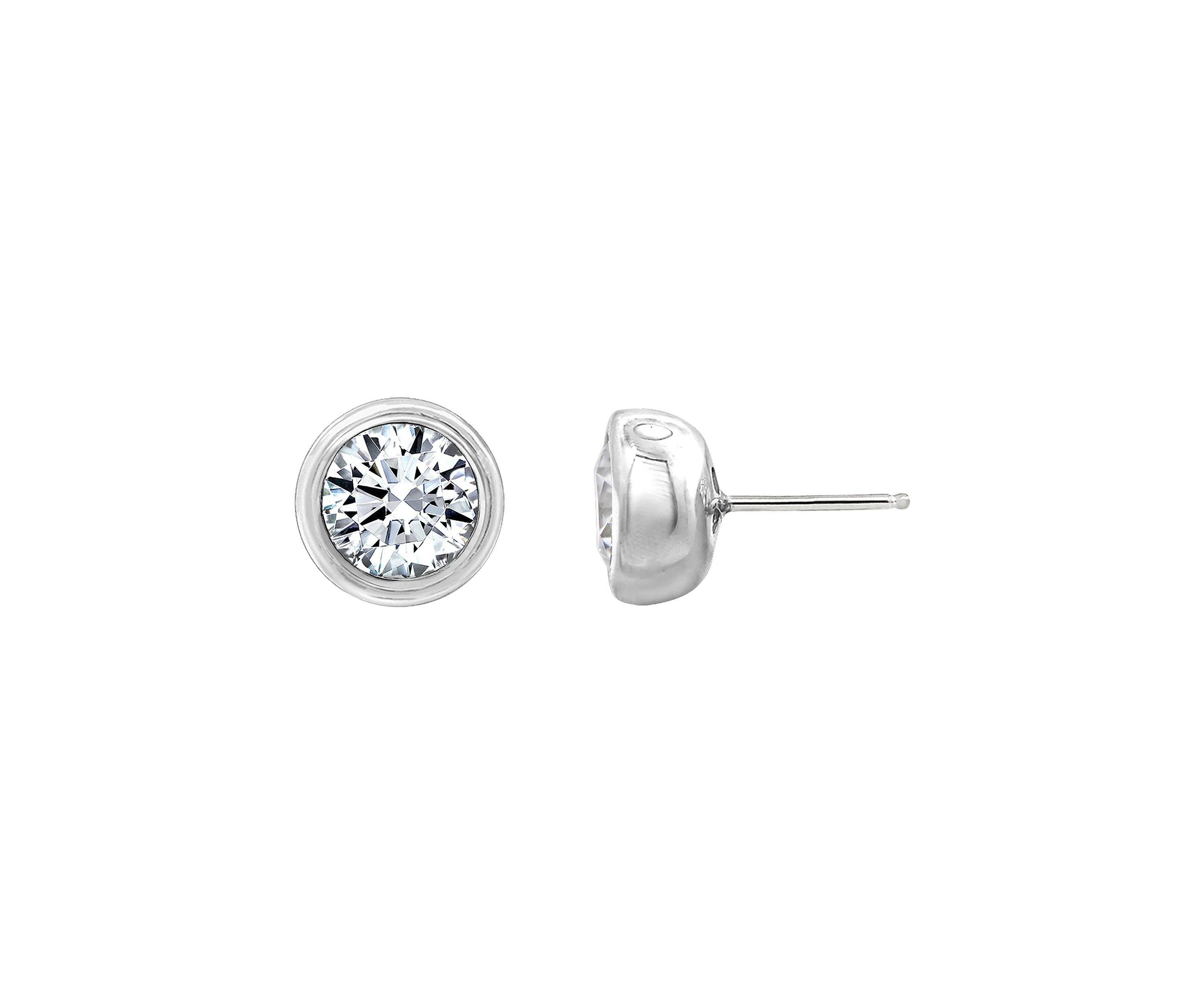 Sterling Silver 2.5 ct. t.w. Round Cut Cubic Zirconia Bezel Stud Earrings