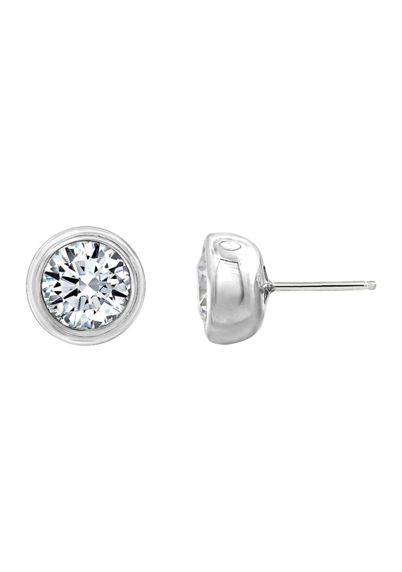Sterling Silver 2.5 ct. t.w. Round Cut Cubic Zirconia Bezel Stud Earrings