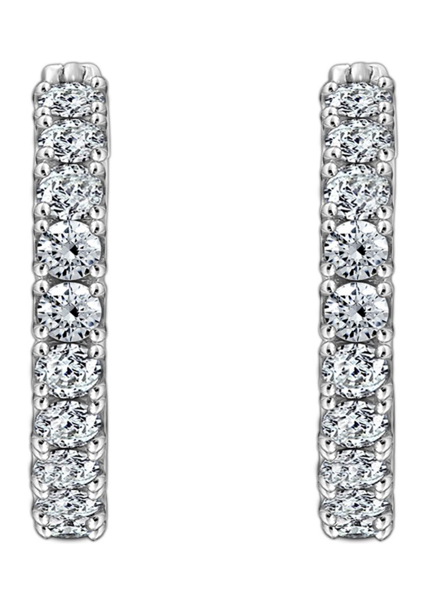 1.5 ct. t.w. Round Cut Cubic Zirconia Hoop Earrings