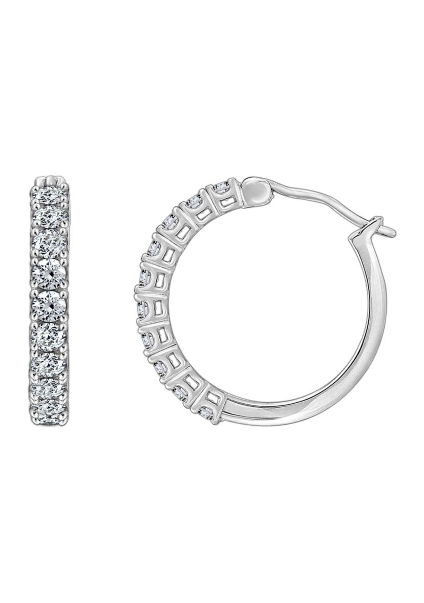 1.5 ct. t.w. Round Cut Cubic Zirconia Hoop Earrings