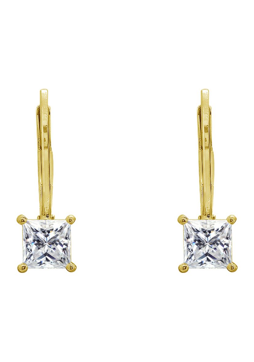 1 ct. t.w. Princess Cut Lever Back Earrings