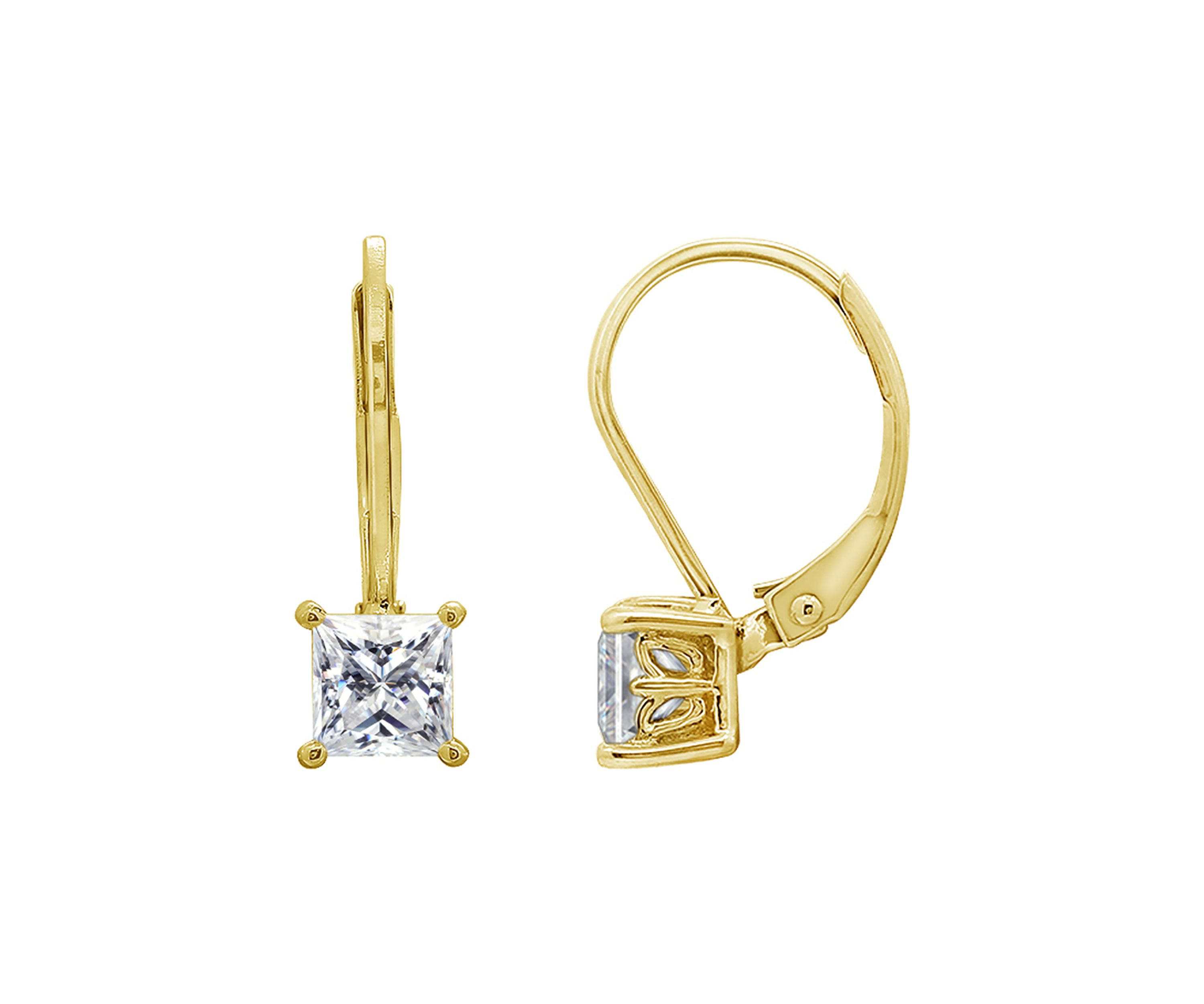 1 ct. t.w. Princess Cut Lever Back Earrings