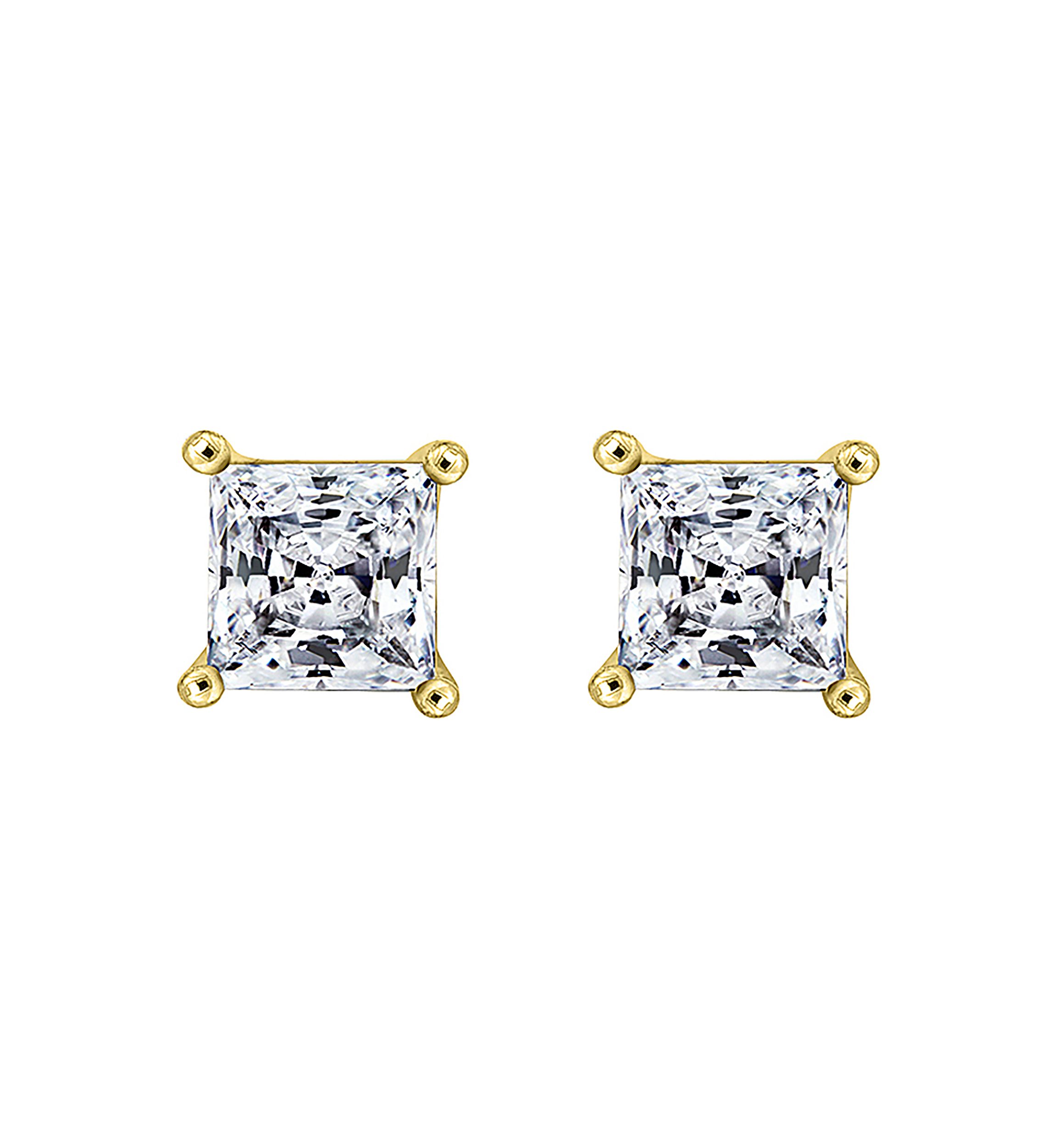 2 ct. t.w. Princess Cut Cubic Zirconia Stud Earrings