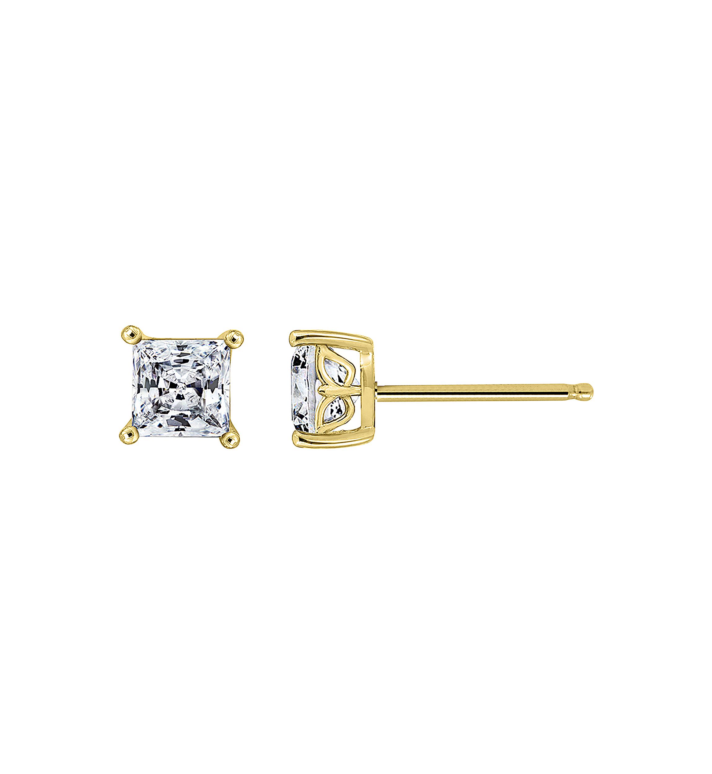 2 ct. t.w. Princess Cut Cubic Zirconia Stud Earrings