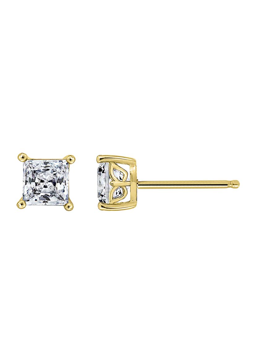 2 ct. t.w. Princess Cut Cubic Zirconia Stud Earrings