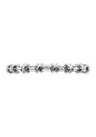 Platinum Plated Sterling Silver Cubic Zirconia Thin Baguette Cut Eternity Band Ring