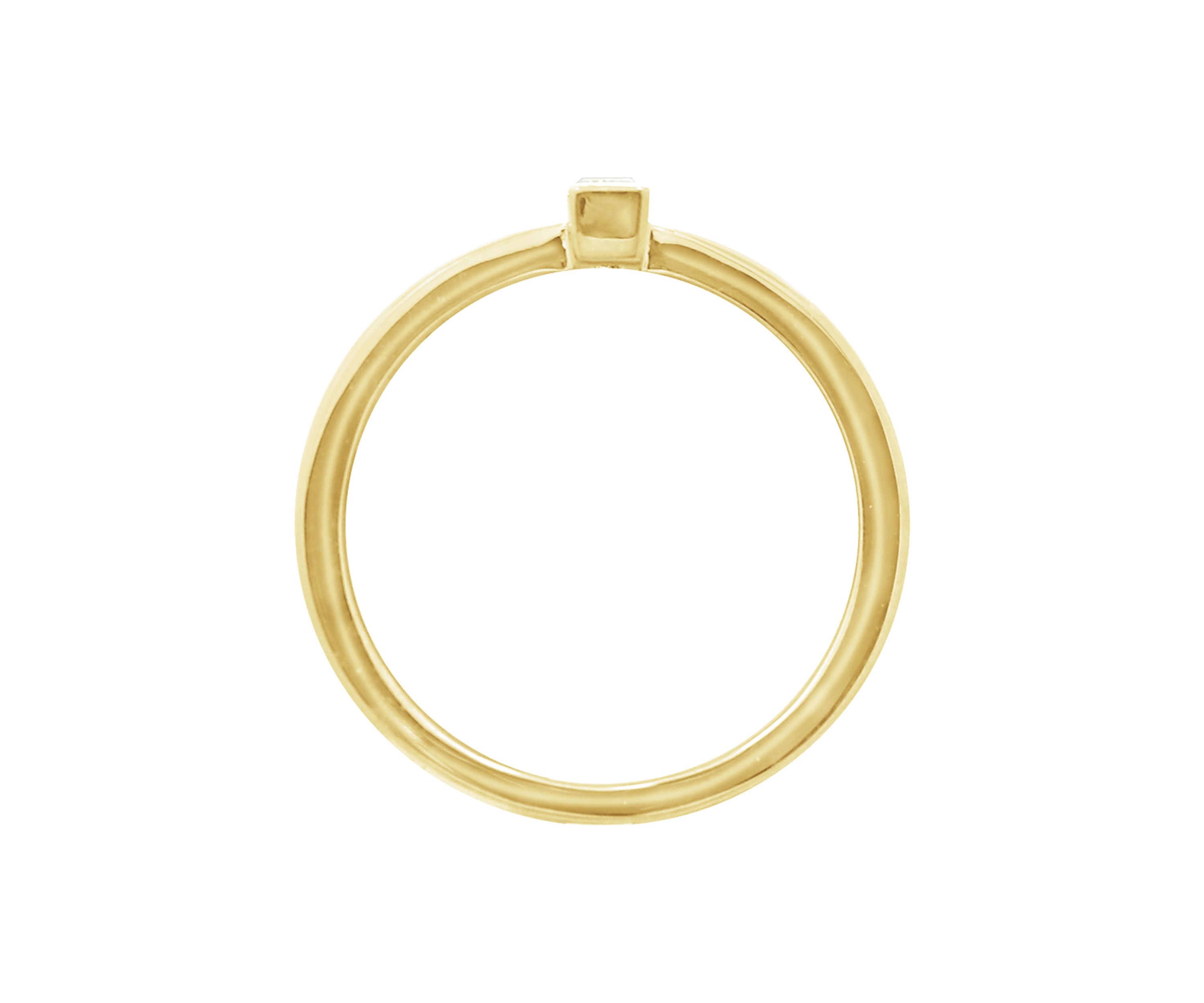 Yellow Gold Plated Sterling Silver Cubic Zirconia White Baguette Cut Solitaire Daity Ring