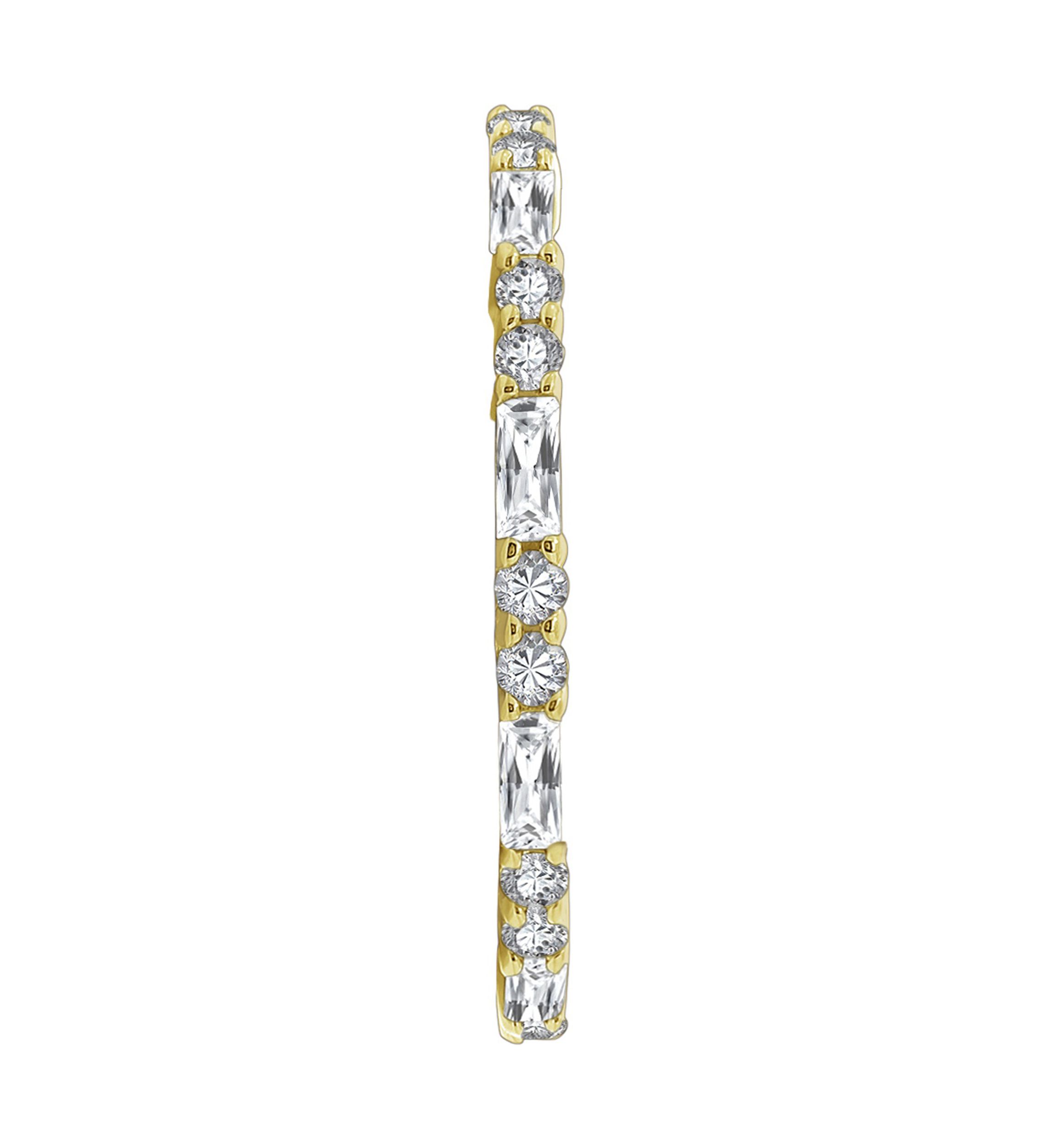 Yellow Gold Plated Sterling Silver Cubic Zirconia White Baguette Cut Eternity Band Ring
