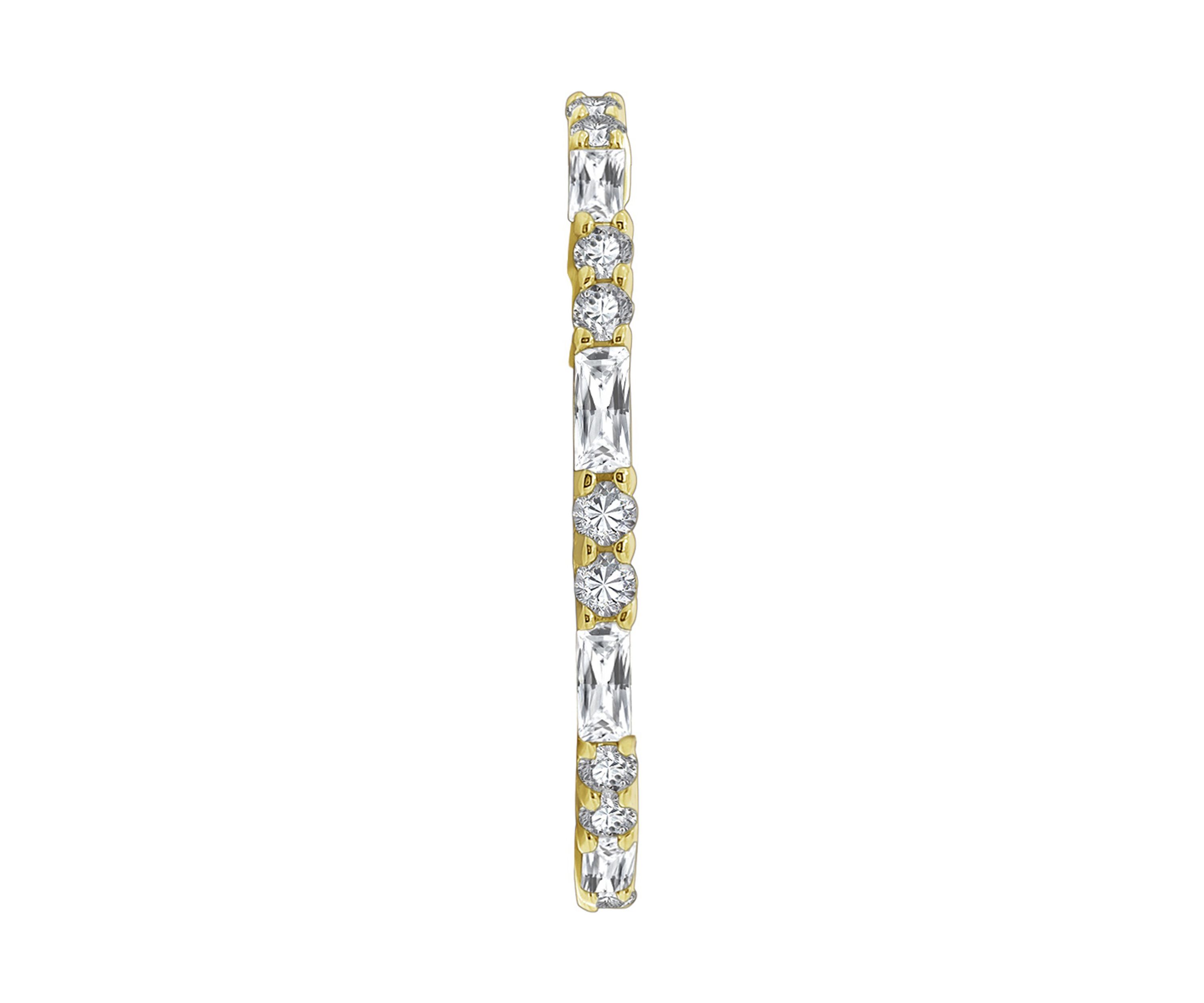 Yellow Gold Plated Sterling Silver Cubic Zirconia White Baguette Cut Eternity Band Ring