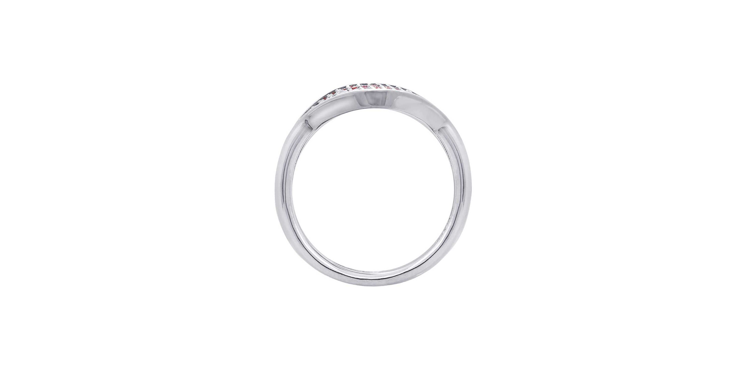 Lab Created Platinum Plated Sterling Silver Ruby Red Lip Ring