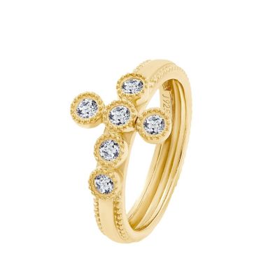 J'admire Lab Created 14K Yellow Gold Plated Sterling Silver Catholic Christian Clear Cubic Zirconia Scandinavian Cross Ring