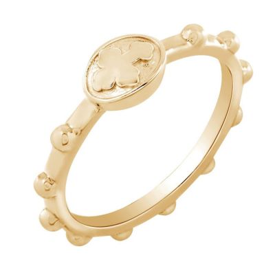 J'admire Lab Created 14K Yellow Gold Plated Sterling Silver Dainty Religious Cross Rosary Ring, 6