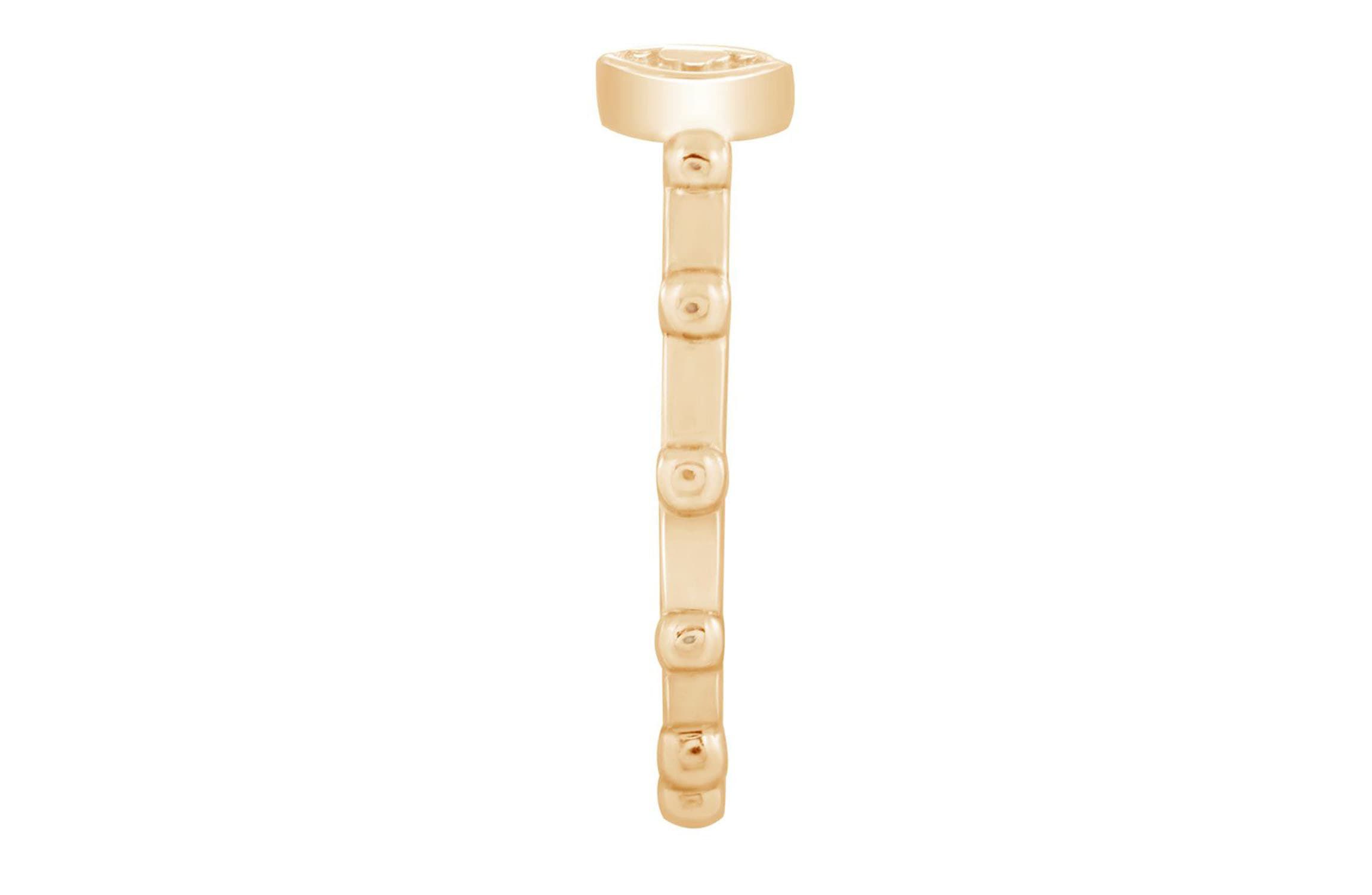 Lab Created 14K Yellow Gold Plated Sterling Silver Dainty Religious Cross Rosary Ring