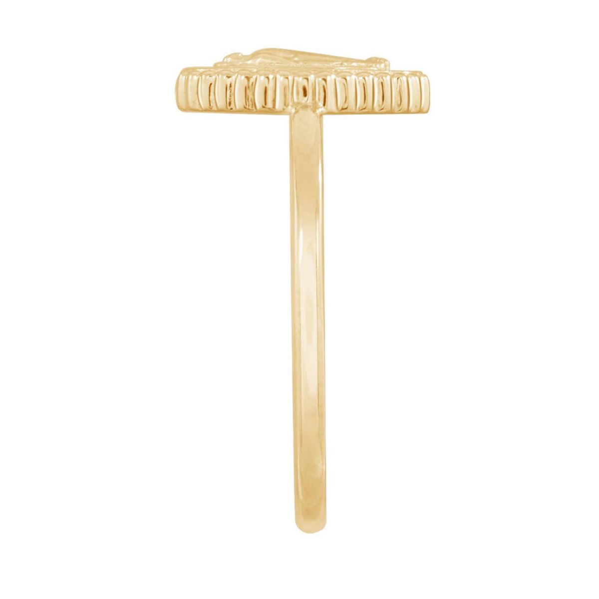 Lab Created 14K Yellow Gold Plated Sterling Silver Dainty Religious Mother Mary Ring