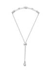 Platinum Plated Sterling Silver 1.02 ct. t.w. Round Cut Swarovski® Cubic Zirconia Flower Half Bar Bolo Bracelet