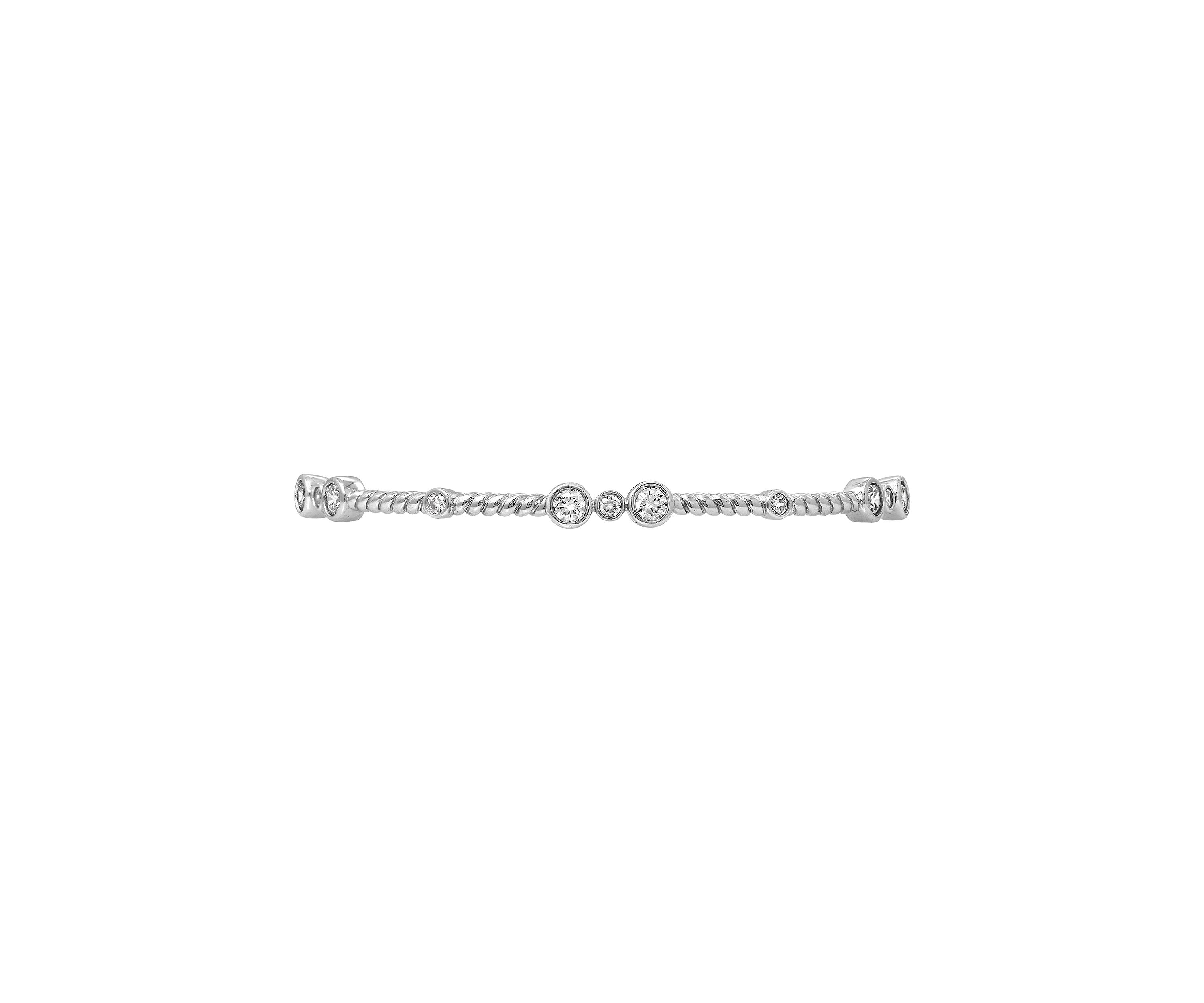 Platinum Plated Sterling Silver 1 ct. t.w. Round Cut Cubic Zirconia Flower Rope Half Bar Bolo Bracelet