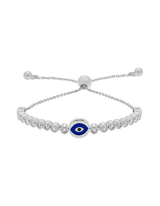 Evil Eye Silver Plated Bolo Bracelets for Women Comfortable Sliding Clasp 