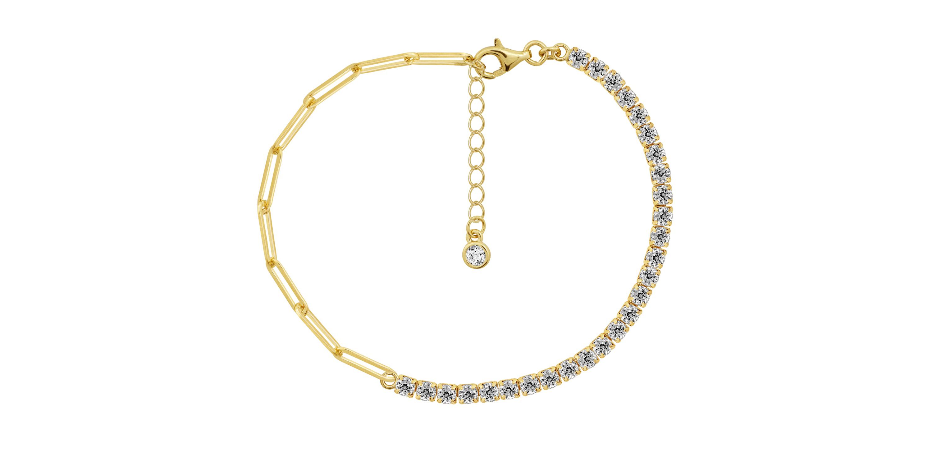 Lab Created Yellow Gold clad Sterling Silver Bracelet