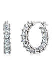 Platinum-Plated Sterling Silver Swarovski® Zirconia Princess Hoop Earrings