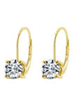Yellow Gold Plated Sterling Silver 1 ct. t.w.Round Cut Cubic Zirconia Lever Back Earrings