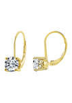Yellow Gold Plated Sterling Silver 1 ct. t.w.Round Cut Cubic Zirconia Lever Back Earrings