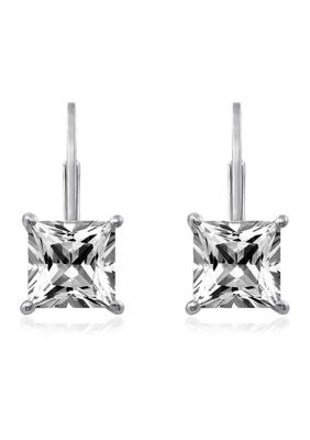 J'admire 2.4 ct. t.w. SwarovskiÂ® Zirconia Princess-Cut Lever Back Earrings in Platinum Plated Sterling Silver