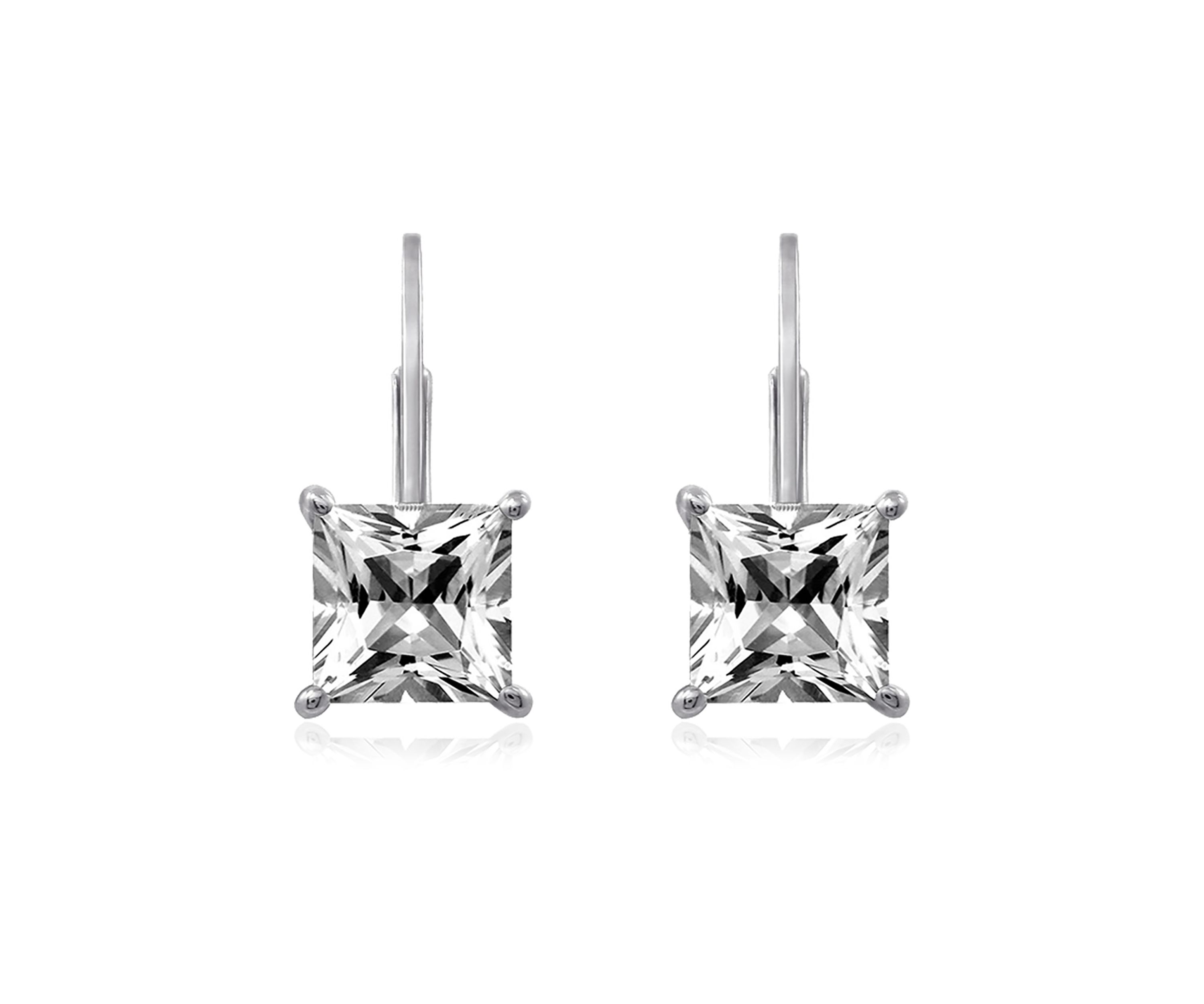 2.4 ct. t.w. Swarovski® Zirconia Princess-Cut Lever Back Earrings in Platinum Plated Sterling Silver