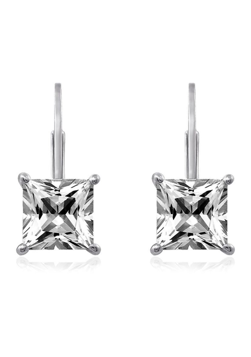2.4 ct. t.w. Swarovski® Zirconia Princess-Cut Lever Back Earrings in Platinum Plated Sterling Silver