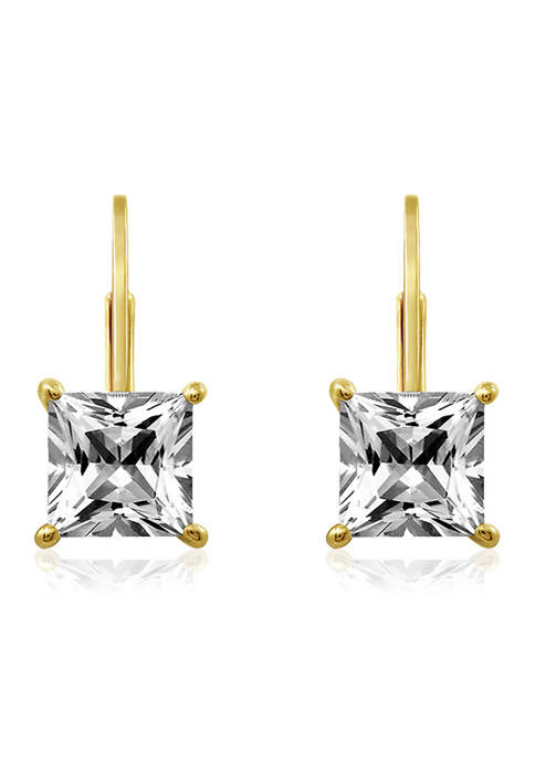 2.4 ct. t.w. Swarovski® Zirconia Princess-Cut Lever Back Earrings in Yellow-Gold Plated Sterling Silver