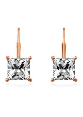 J'admire 2.4 ct. t.w. SwarovskiÂ® Zirconia Princess-Cut Lever Back Earrings in Rose-Gold Plated Sterling Silver