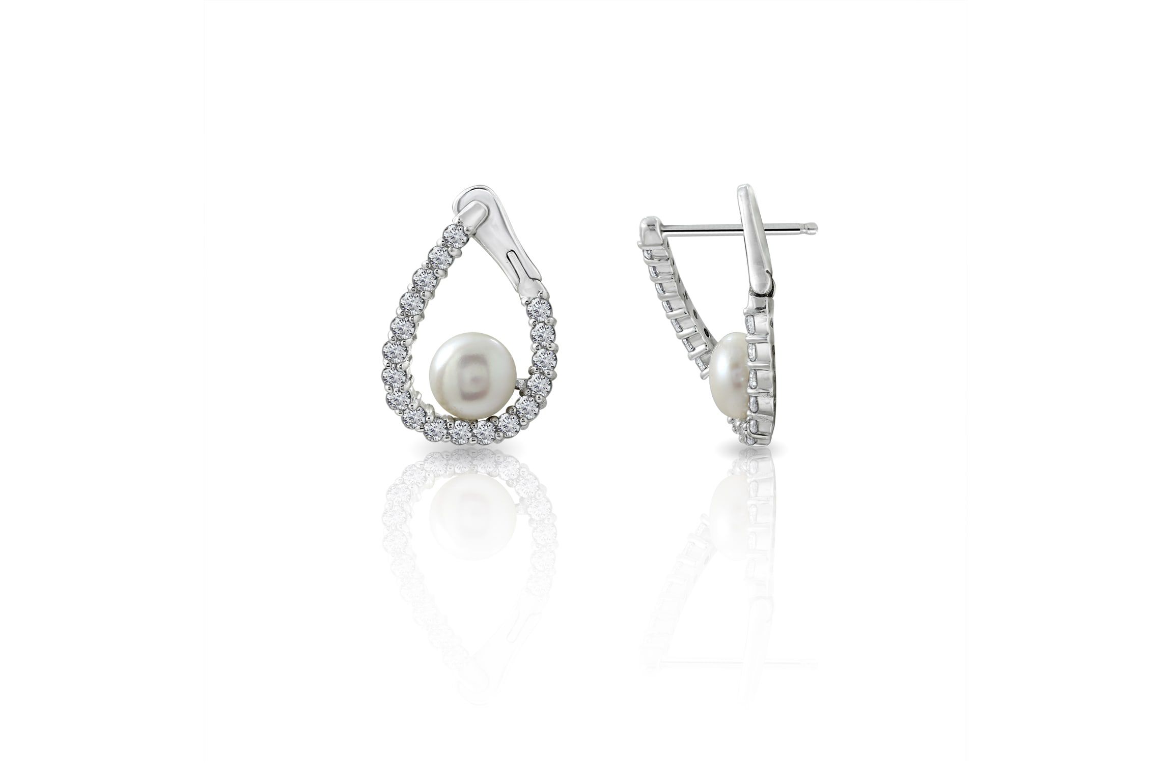 Lab Created Platinum clad Sterling Silver Earrings