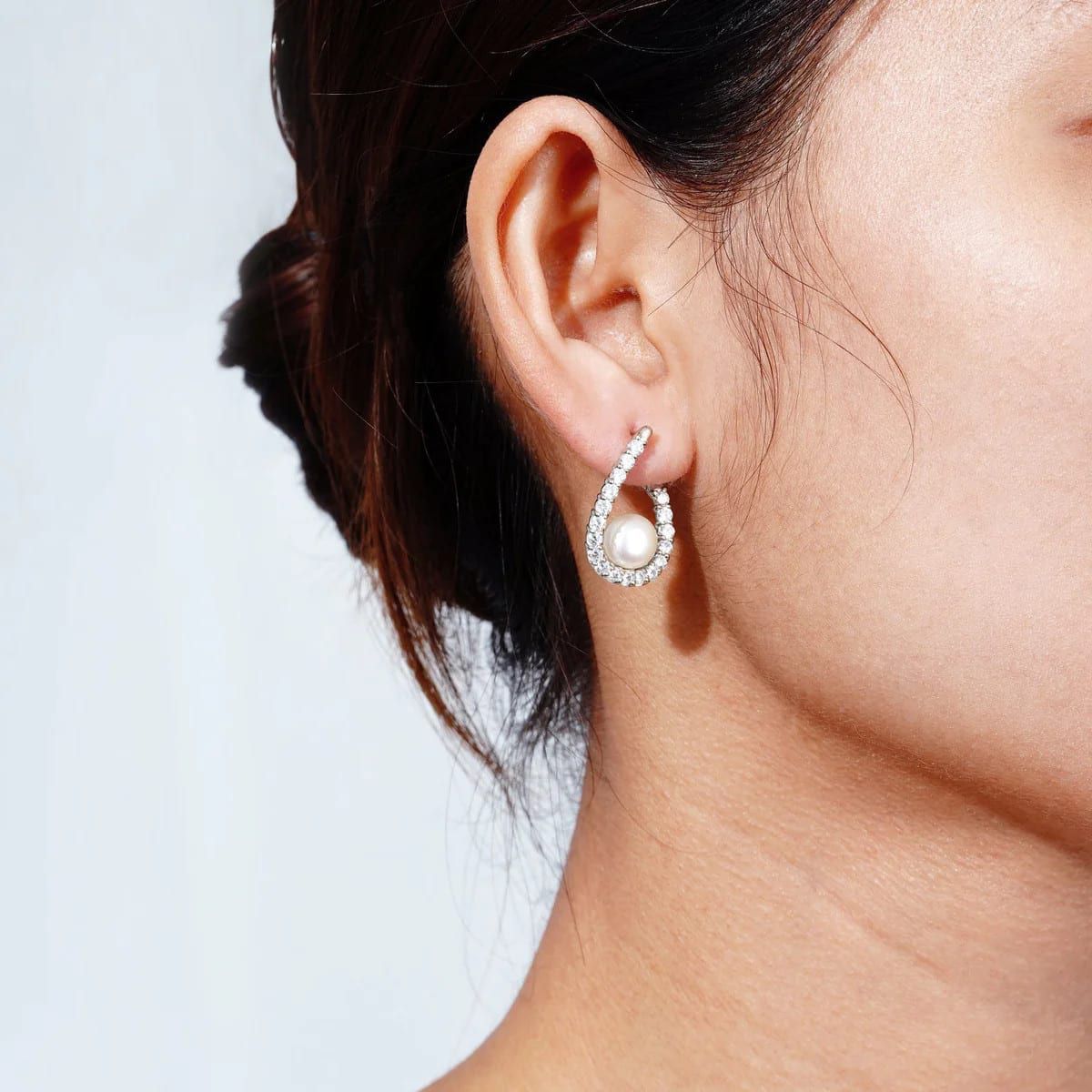 Lab Created Platinum clad Sterling Silver Earrings