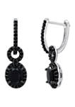 Black Rhodium Plated Sterling Silver 3.7 ct. t.w. Natural Black Spinel Oval Drop Earrings