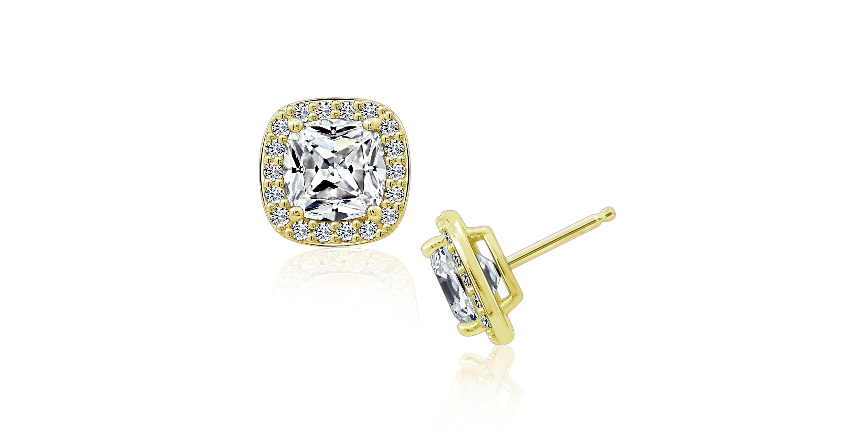 Lab Created Yellow Gold Clad Sterling Silver Earrings