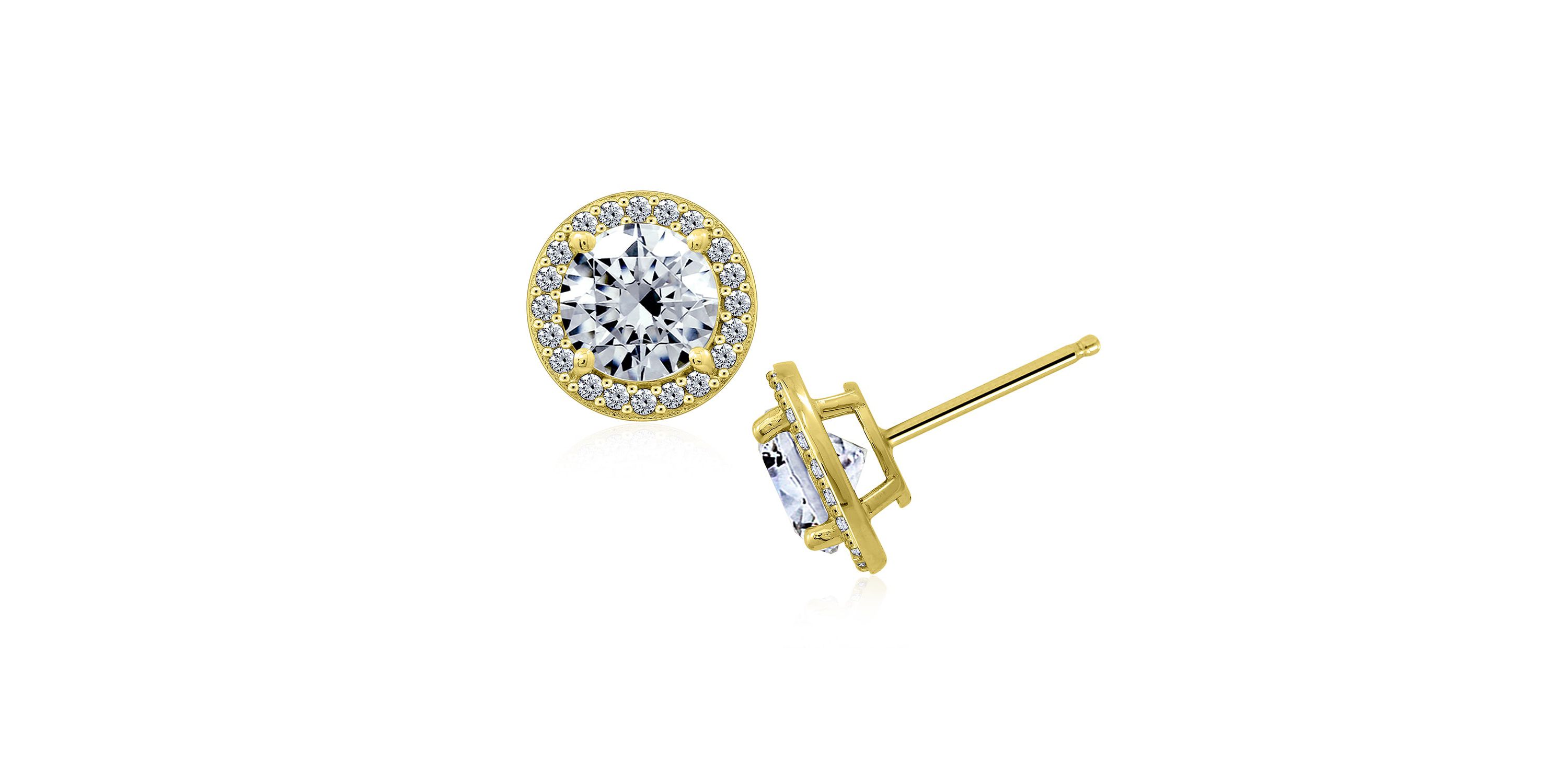 Lab Created Yellow Gold Clad Sterling Silver Earrings