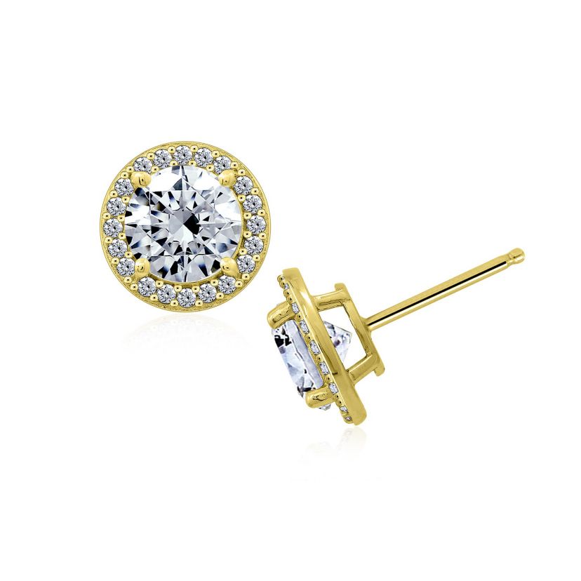 Lab Created Yellow Gold Clad Sterling Silver Earrings