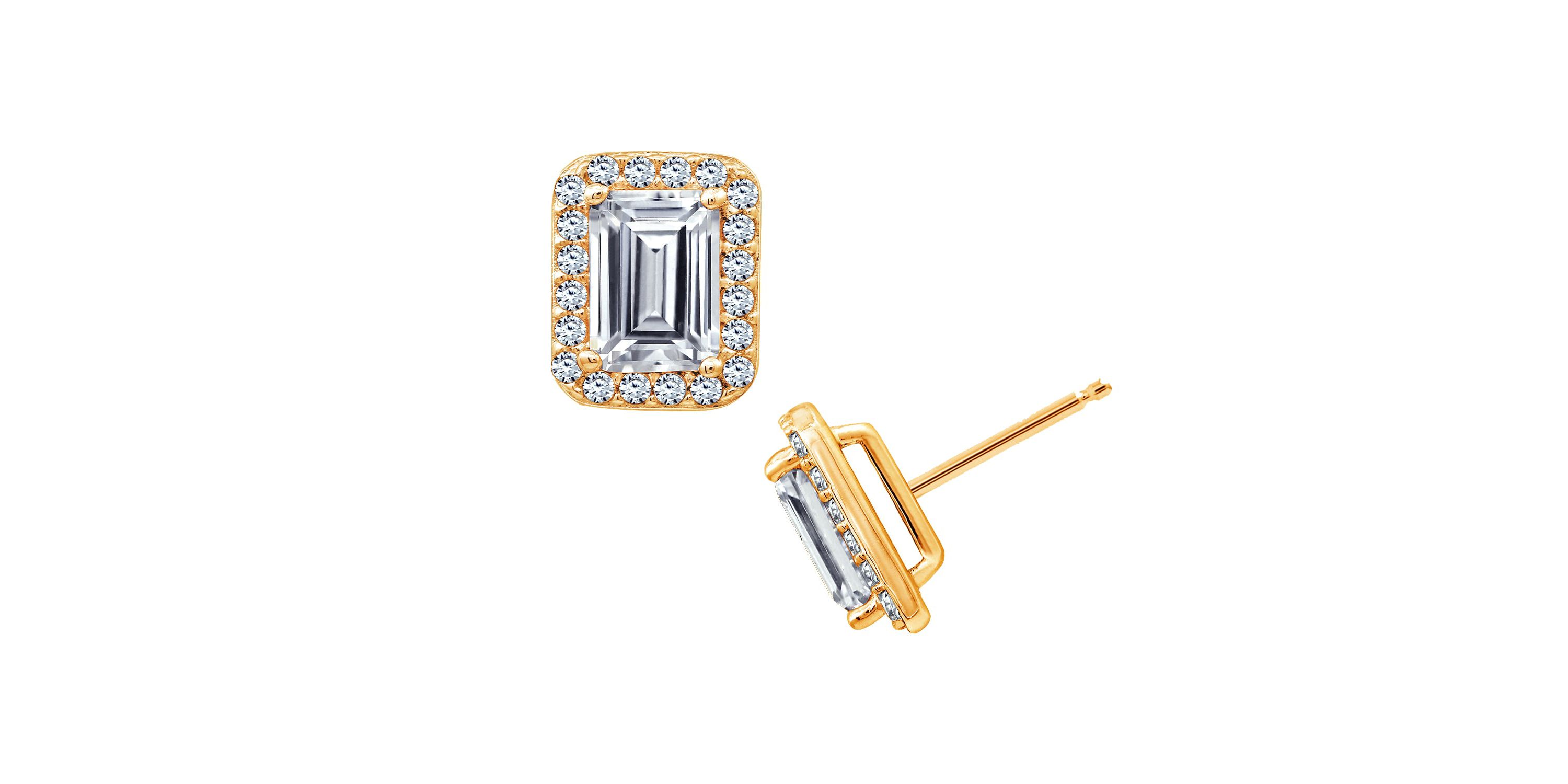 Lab Created Yellow Gold Clad Sterling Silver Earrings
