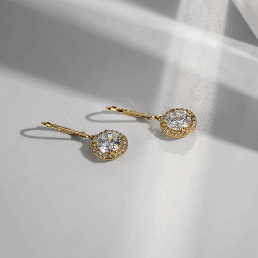 Lab Created Yellow Gold Clad Sterling Silver Earrings