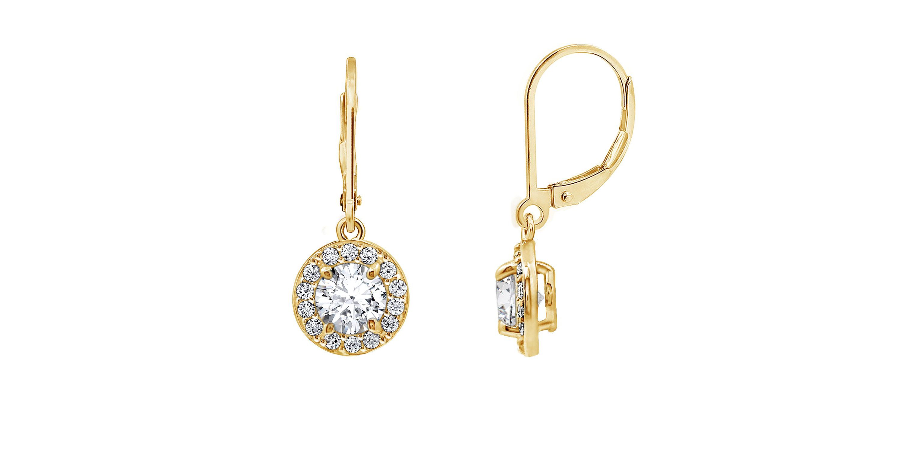 Lab Created Yellow Gold Clad Sterling Silver Earrings