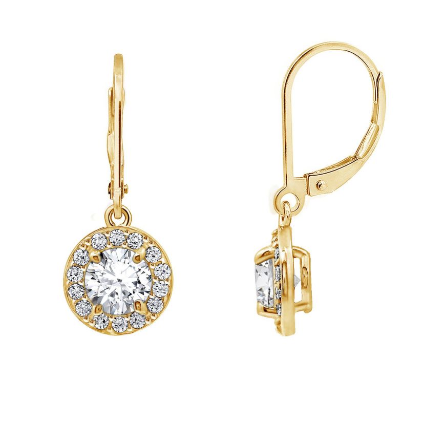 Lab Created Yellow Gold Clad Sterling Silver Earrings