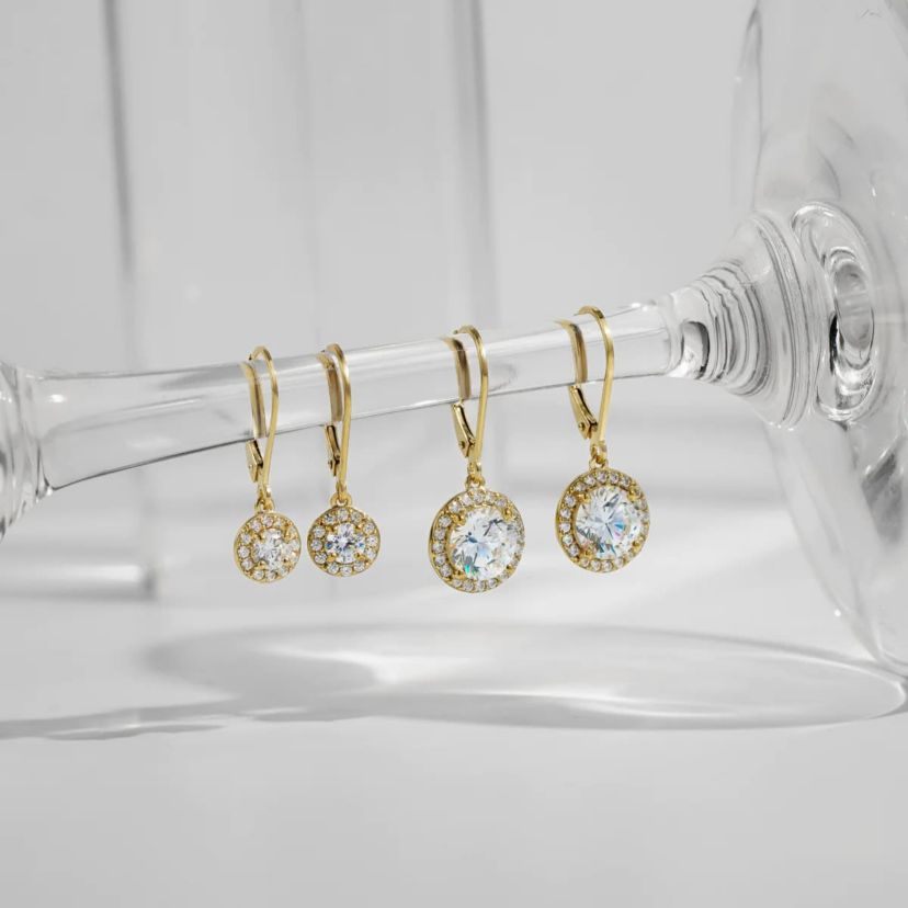 Lab Created Yellow Gold Clad Sterling Silver Earrings