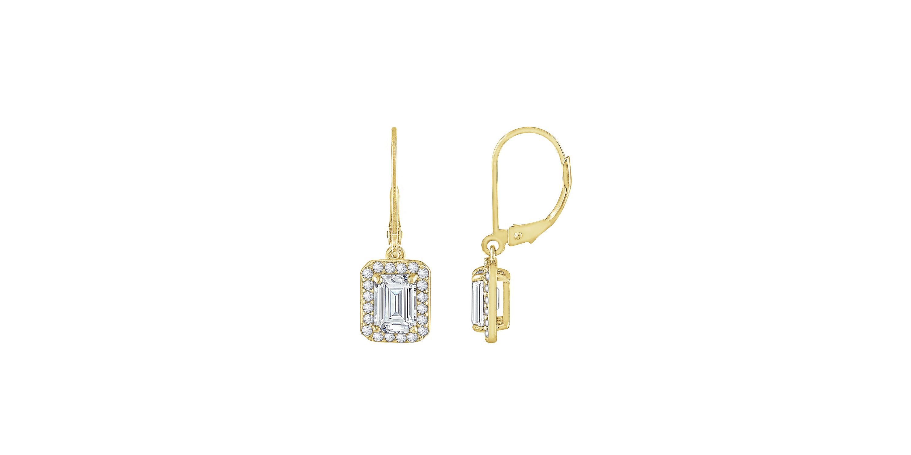 Lab Created Yellow Gold Clad Sterling Silver Earrings