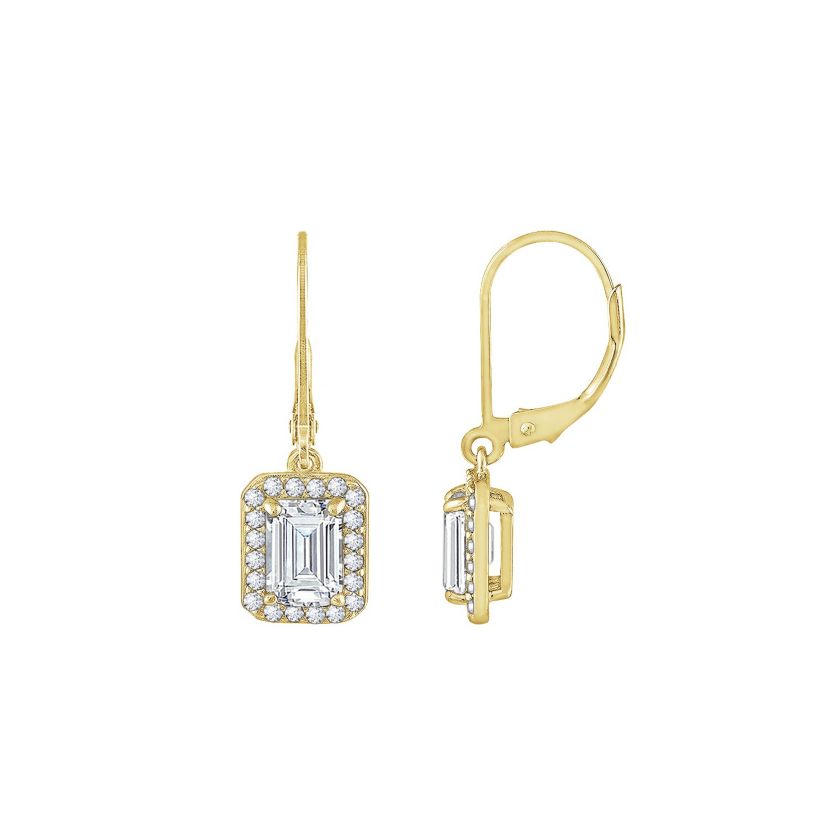 Lab Created Yellow Gold Clad Sterling Silver Earrings