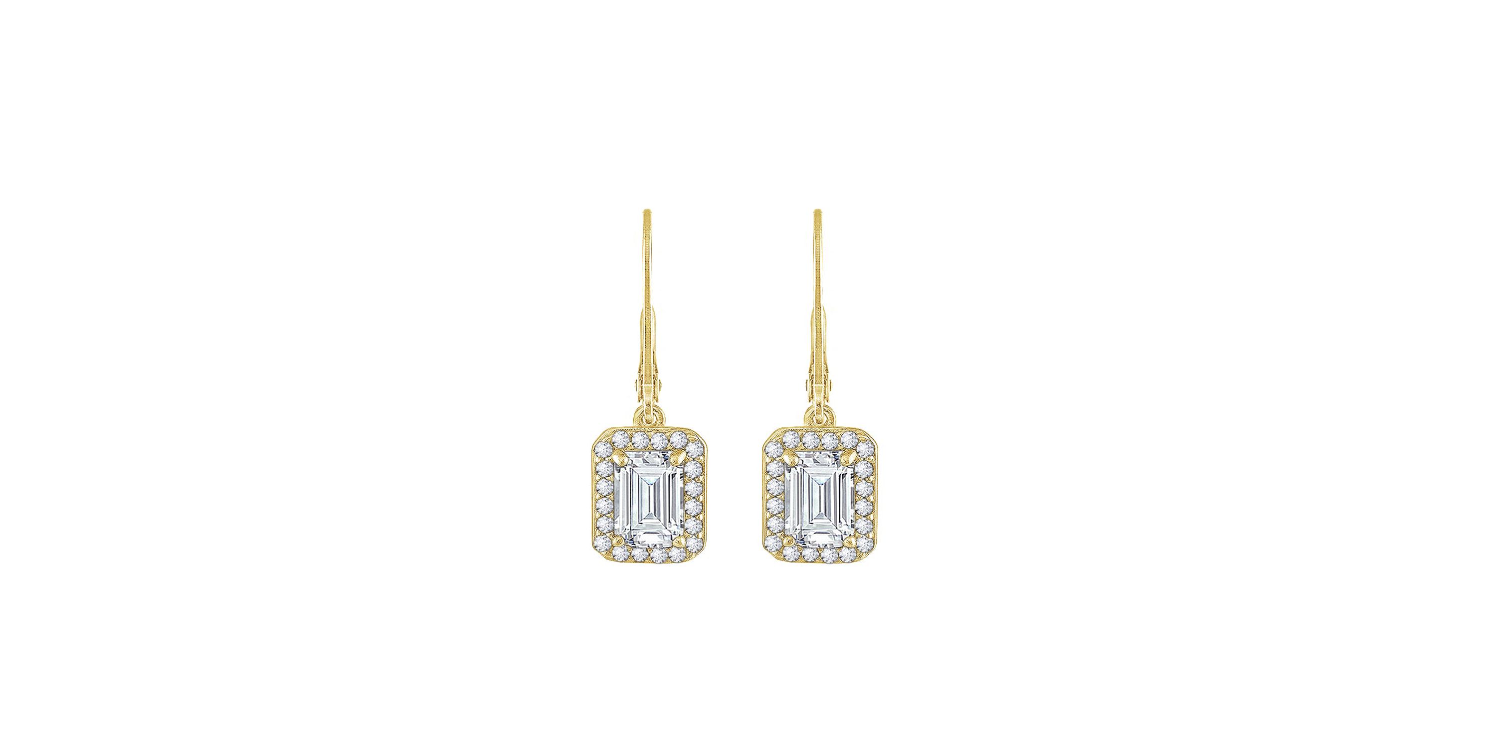 Lab Created Yellow Gold Clad Sterling Silver Earrings